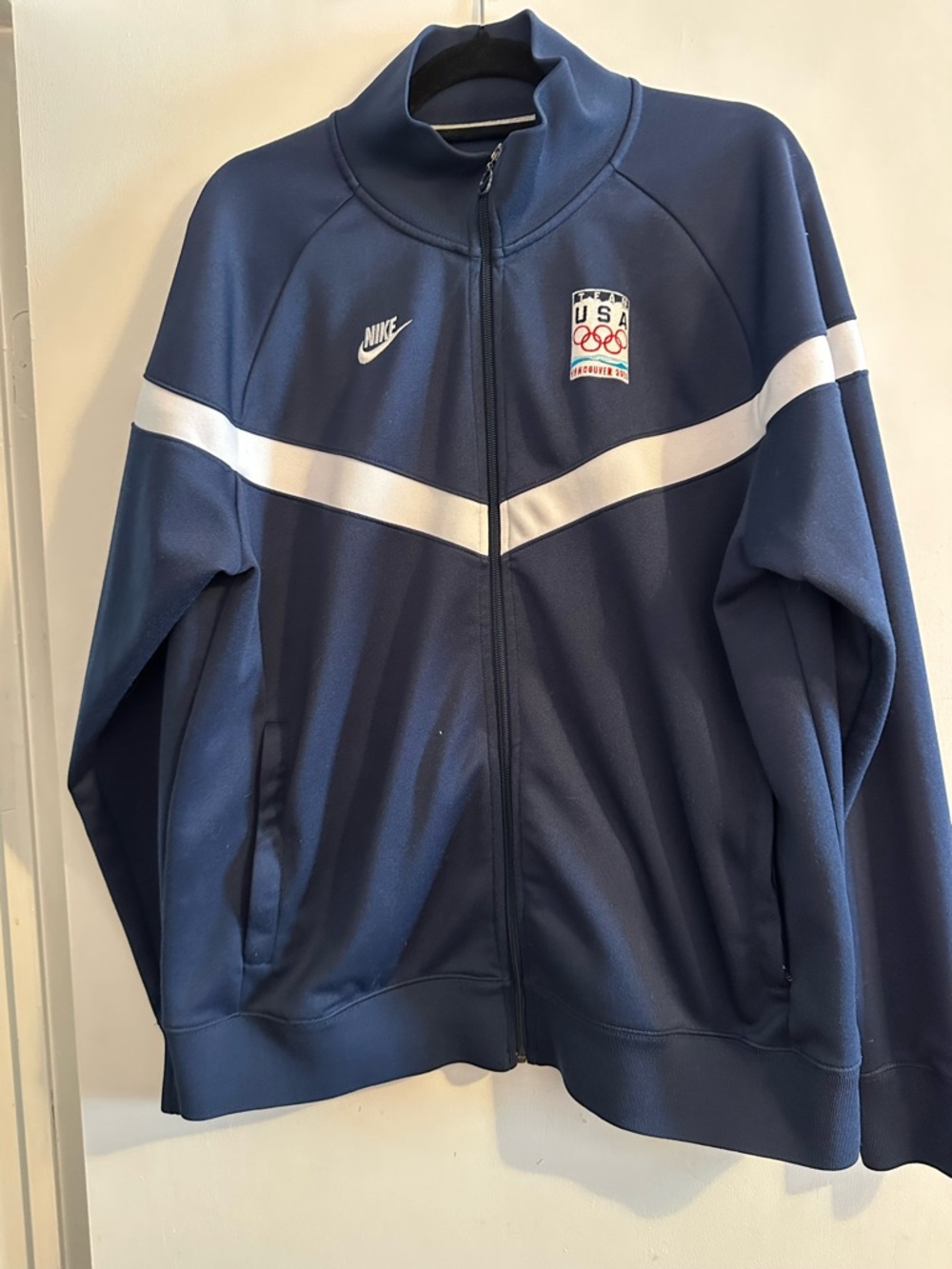 Nike Team USA Olympic Jacket Vancouver 2010 Track Jacket Navy Full Zip Size XL